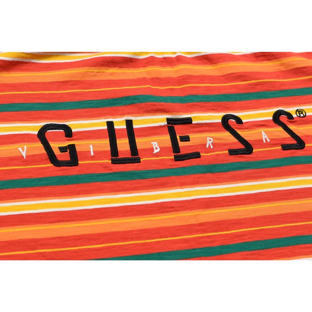 GUESS x J Balvin Vibras Striped Short Sleeve T-Shirt Men's Size Small Orange Gre - Picture 7 of 8